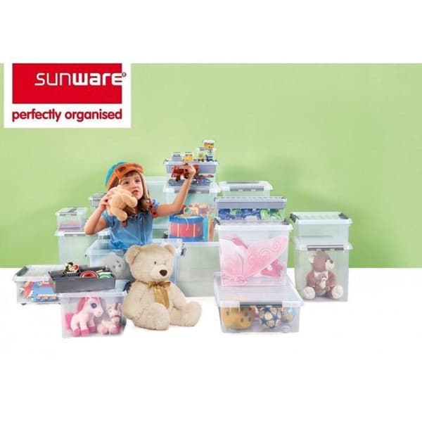 Sunware - Q-line säilytyslaatikko 15L läpinäkyvä metalli - 40 x 30 x 18 cm