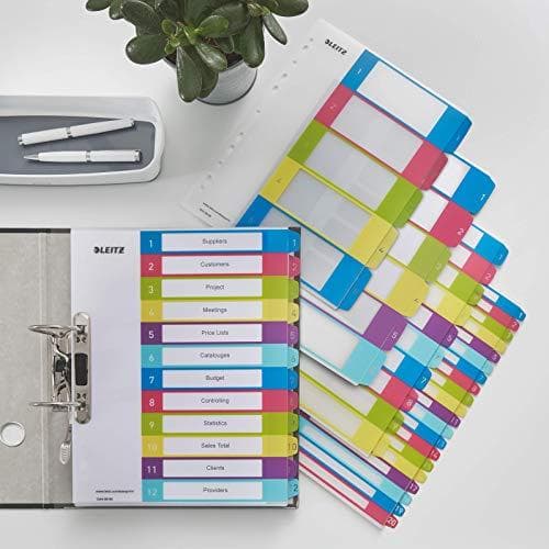 Esselte-Leitz LEITZ muovirekisteri WOW, numerot, A4 lisäleveys, 1-20 PP, 20 osaa, 0,30 mm, rekisteri läpinäkyvä, 5 väriä - 1 kpl (1245-00-00)