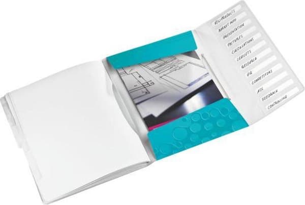 Leitz WOW -lajittelukansio muovi - A4 - 12 välilehteä - Ice Blue