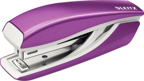 Leitz WOW Metal Mini Hæftemaskine - Kapacitet 10 ark - Inkluderer hæfteklammer - Til kontor og hjemmearbejde - Ideel til hjemmekontor - Lilla