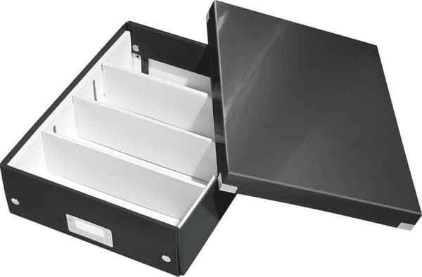 Leitz WOW Click & Store Medium papopbevaringsboks med låg - Pladsbesparende sorteringsboks med rum - 28,1 x 10 x 37 cm (BxHxD) - Ideel til kontor og h
