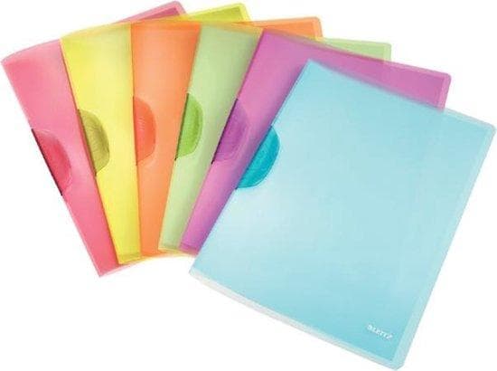 LEITZ ColorClip Rainbow klipsikansio, DIN A4, PP, valikoima musta pidike, etukansi täysin saranoitu, - 6 kpl (4176-00-99)