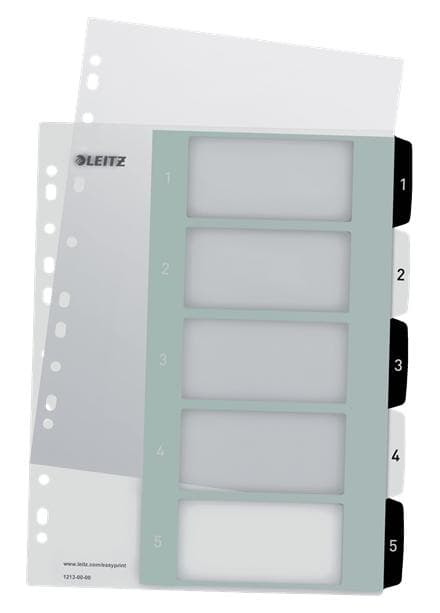 Leitz WOW Tab 1-5 flikar återanvändbar A4-format Svart/Vit