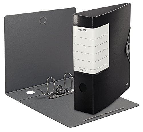 Leitz kvalitetsmappe 180° solid, A4, sort, 8,2 cm rygbredde, elastikbånd, robust polyfoam, ekstra bred, udskiftelig rygmærkat, 11120095