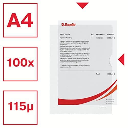 Esselte standardi plus hihasetti, 100 kpl, A5 koko, väritön mattapintainen, 0,115 mm PP-kalvo, 54850