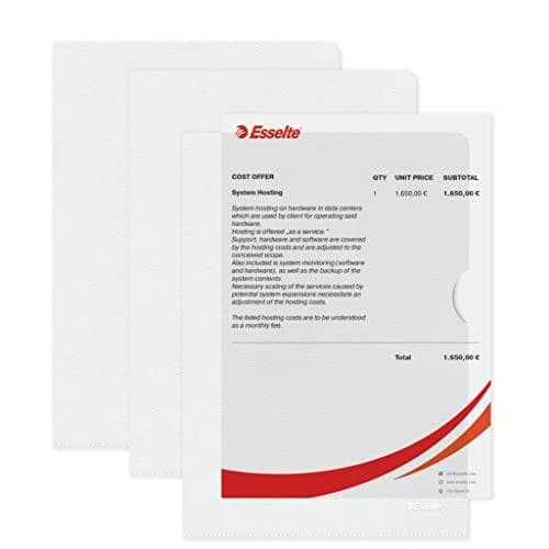 Esselte standard plus ærmesæt, 100 stk, A5 format, farveløs med mat overflade, 0,115 mm PP film, 54850