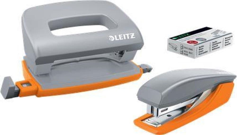 Leitz Urban Chic Mini häftapparat och hålslagssats - Inkluderar häftklamrar - Grå
