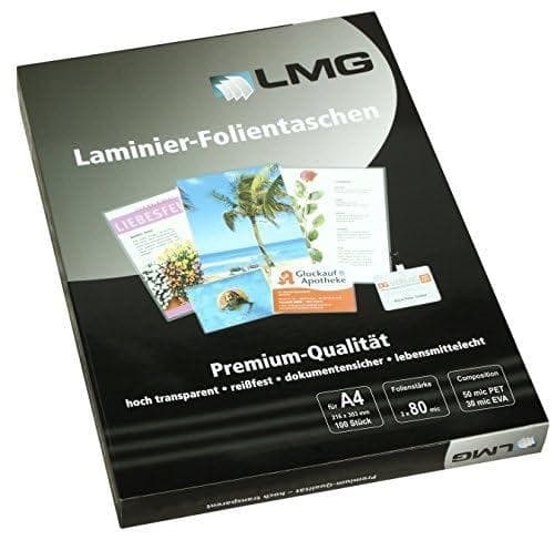 LMG LMGA4-80 Lamineringspåsar A4 216 x 303 mm 2 x 80 mic Förpackning med 100