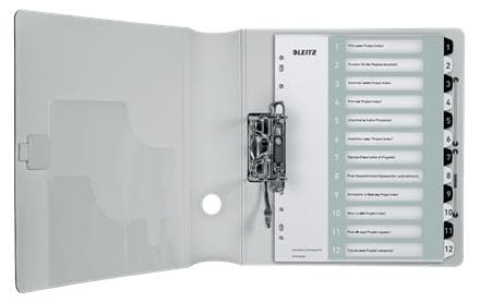 Leitz WOW Tab 1-12 flikar återanvändbar A4-format Svart/Vit