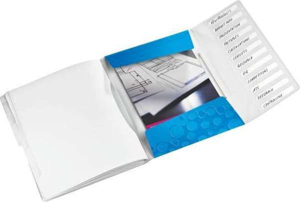 Leitz WOW Sorteringsmappe Plast - A4 - 12 faner - Blå