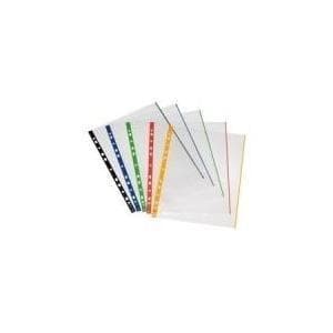 herlitz prospektfodral, DIN A4, kristallklar, färgad ytterkant 0,070 mm, tillverkad av PP-film, dokumentsäker, eurohål, upptill (10914422)