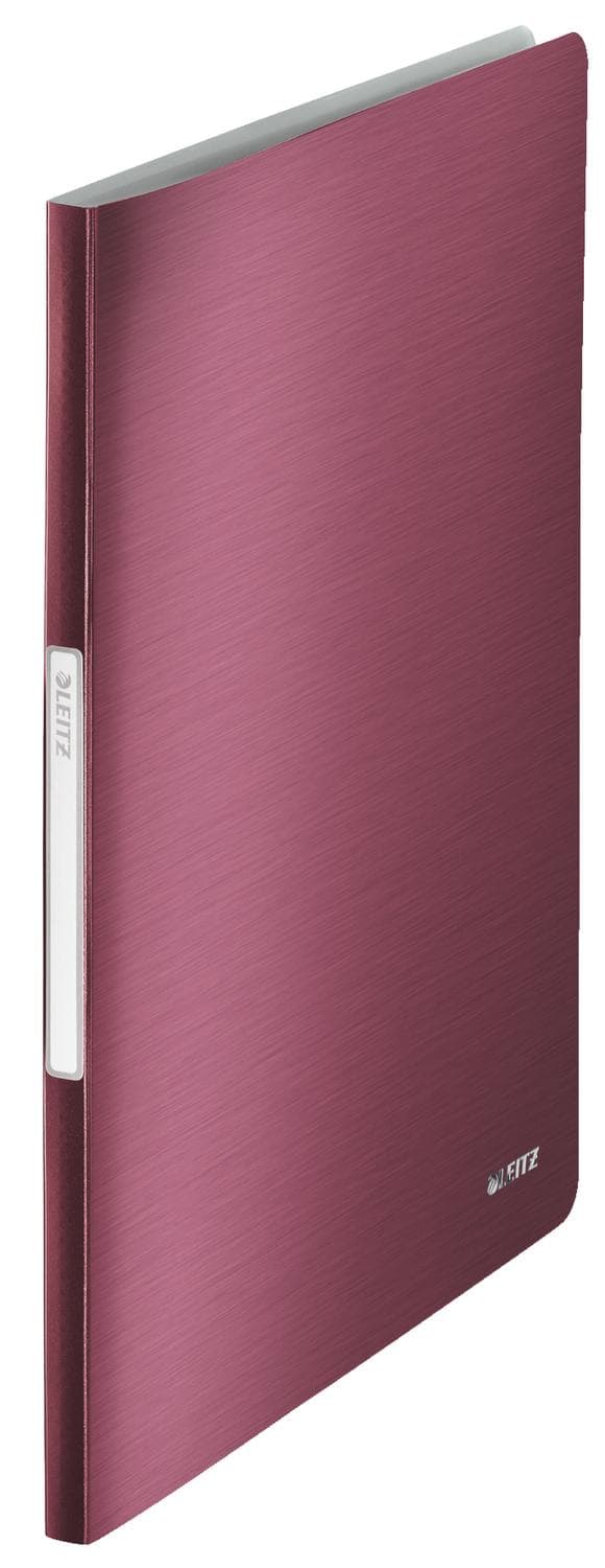 LEITZ stil displaybok, A4, PP, med 20 fickor, granatröd borstad yta, med fast inbundna dokument - 1 st (3958-00-28)