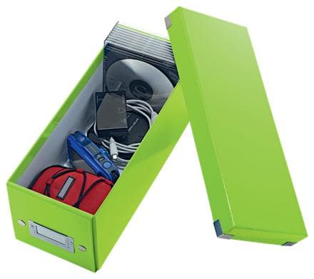 Leitz WOW Click & Store Opbevaringsboks med låg til CD'er - Papsorteringsæske til ting - 14,3 x 35,2 cm (BxD) - Ideel til hjemmearbejdspladsen - Grøn