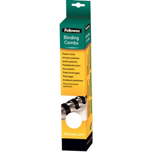 Fellowes - 14mm - 30cm - 21 ringe - A4 (210 x 297mm) - 100 ark - hvid - 25 stk. Plastbindekam (pakke med 10) (53316)