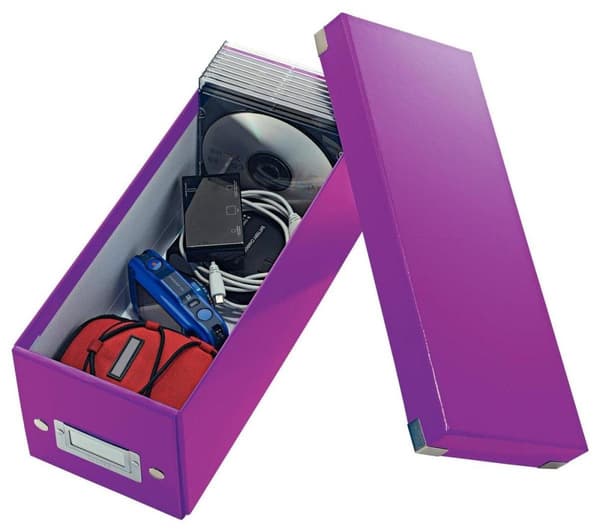 Leitz WOW Click & Store -säilytyslaatikko kannella CD-levyille - Pahvilajittelulaatikko tavaroille -14,3 x 35,2 cm (LxS) - Ihanteellinen kotityöpaikal