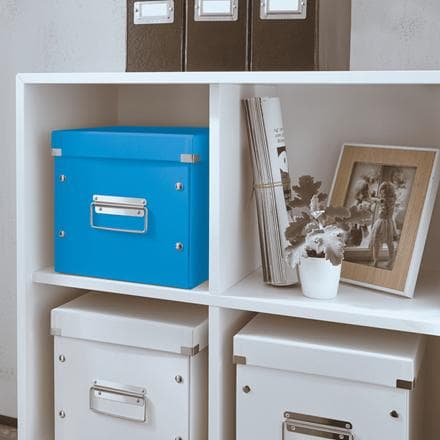 Leitz WOW Click & Store Cube Medium kartongförvaringslåda med lock för Ikea Kallax-skåp - 26 x 24 x 26 Cm (BxHxD) - Idealisk för kontor och hemarbete