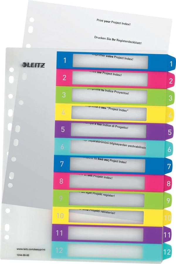 Leitz WOW tulostettavat hakemistovälilehdet - 1-12