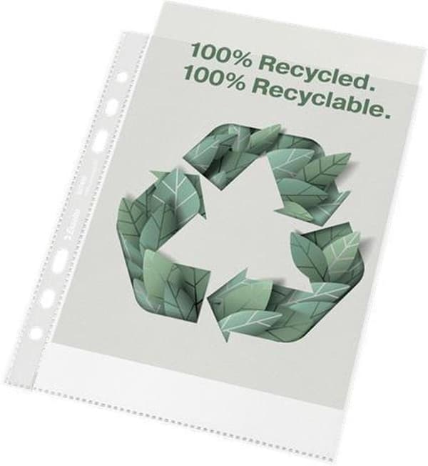 Esselte 100 % återvunnen PP A5 Show Bag - 70 mikron - 100x transparenta, miljövänliga inläggsöverdrag - Hållbarhet - För hemarbete - Perfekt för hemma