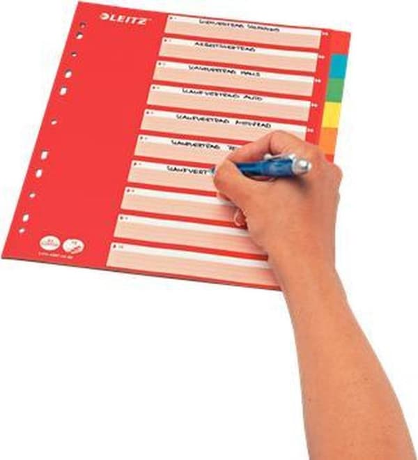 Leitz holdbare papfaner - 10 faner - A4 - 5 farver - Velegnet til ordrer og ringbind