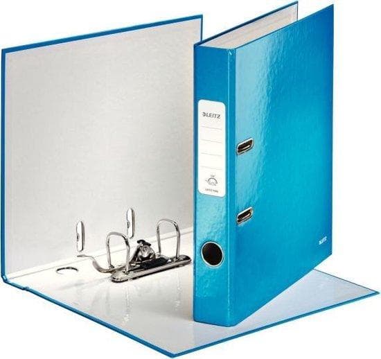 LEITZ folder WOW, 180 grader, DIN A4, 50 mm, blått omslag av grå kartong, in- och utsida med laminerat (1006-00-36)