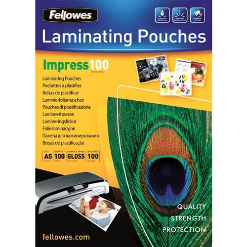 Fellowes Lamineringsfilm Impress A5, blank, 100 mikron, 100 stycken