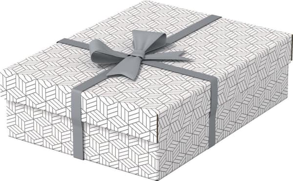 Esselte Home Sustainable Medium opbevaring og gaveæske med låg - Sæt med 3 stykker - Gaveæske - 100 % genbrugspap og 100 % genanvendelig - Hvid