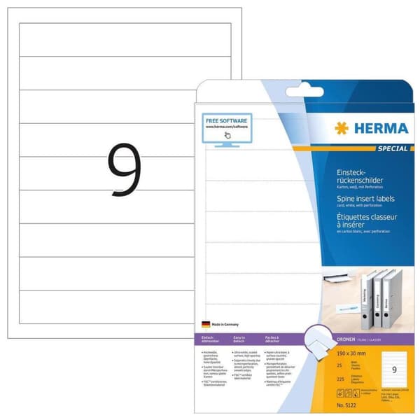 HERMA 5122 Valkoinen Tarttumaton tulostintarratulostintarra