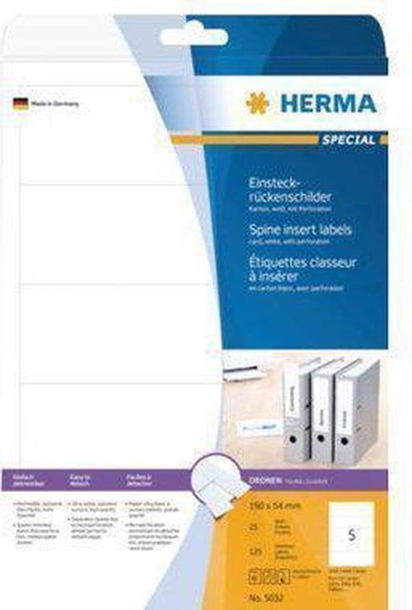 Herma 5032 Fil label 190x54mm Hvid - 125 labels