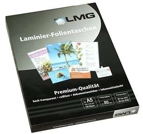LMG LMGA5 A5 lamineringspåsar 2 x 150, 154 x 216 mm, 2 x 80 mikron Förpackning om 100