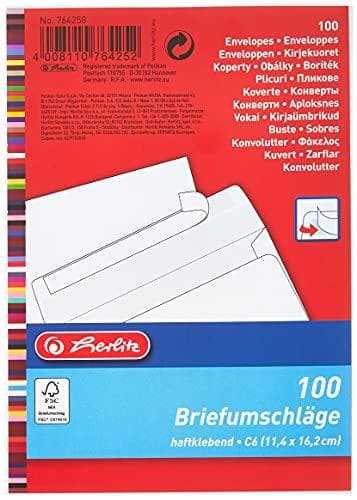 herlitz kirjekuori, DIN C6, ilman ikkunaa, valkoinen liima, 75 gsm, puuton, harmaa sisäpainatus (764258)