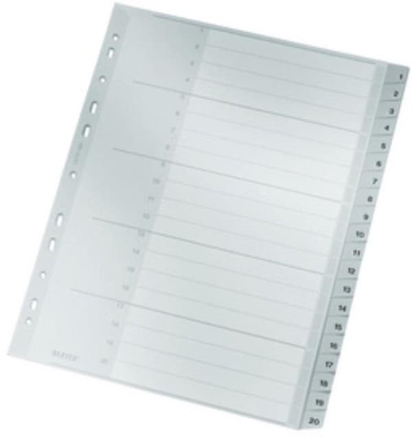 Leitz 1280 Register Din A4 Top Bredde 1-10 Polypropylen Grå 10 Tabs 12800000