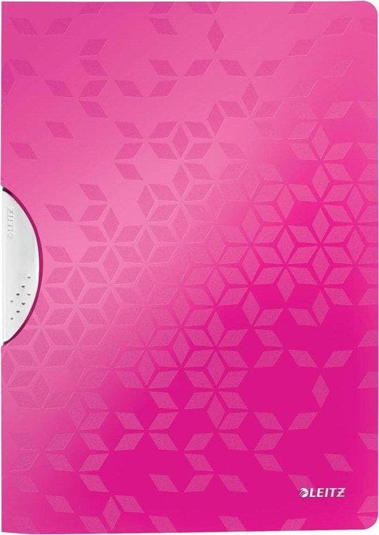 LEITZ klipbinder WOW ColorClip, DIN A4, PP, pink-metallisk overfladestruktur med 3D-prægning, lysegrå inderside, - 1 stk (4185-00-23)