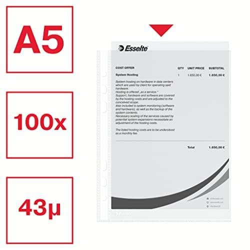 Esselte Economy A5 48 mikronin taskut - kirkkaat, 100 kpl