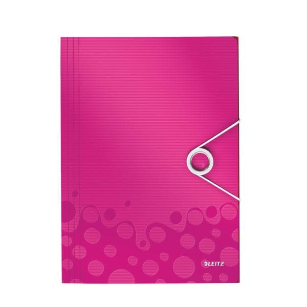 Leitz WOW elastomermappe med 3 klapper, lavet af PP, ft A4, pink