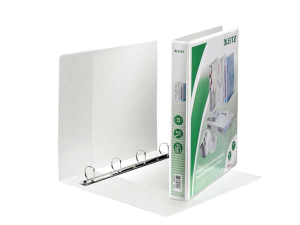 Leitz 42840001 ringbindspræsentation, med lommer, A4, PP, 4 ringe, 25 mm, hvid