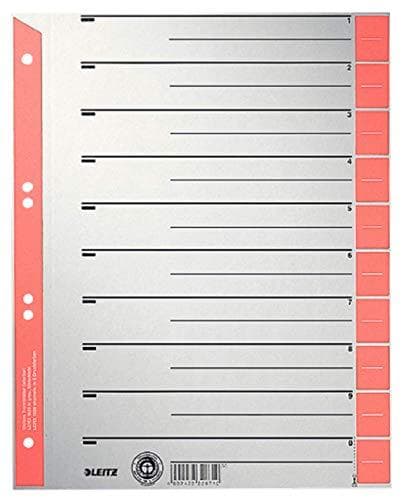 Leitz 16523025 välilevyt A4 pahvi värillinen printtipakkaus 25 kpl punaista