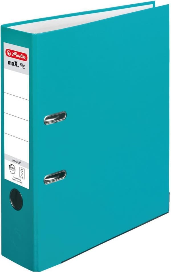 herlitz folder maX.file protect, ryggbredd: 80 mm, turkos DIN A4, PP plastkåpa, kantskydd, insättbar rygg (10094829)