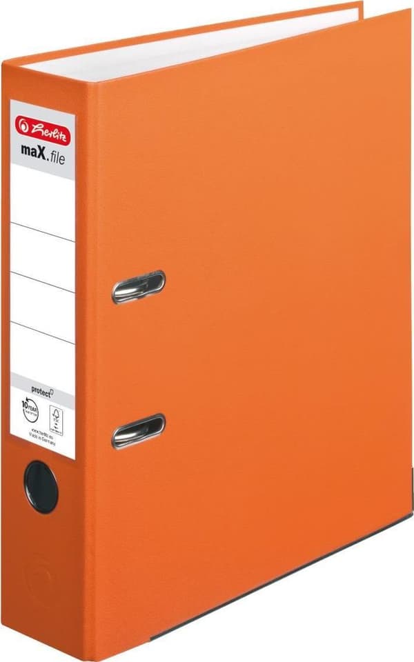 herlitz folder maX.file protect, ryggbredd: 80 mm, orange DIN A4, PP plastkåpa, kantskydd, inskjutbar rygg - 1 st (10556470)