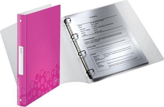 LEITZ WOW ringpärm, DIN A4, PP, rosa metallic, 4 ringar 4 ringar rivmekanism, ryggbredd: 32 mm, ringdiameter: - 1 st (4258-00-23)