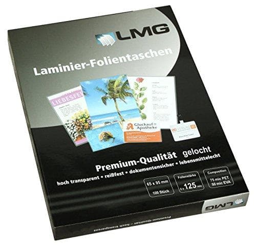 LMG LMG65X95 125SL 65 x 95 mm, 2 x 125 mikronin laminointipussit, joissa on 100 kappaletta