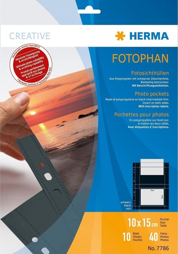 Herma fotophan 10x15 landskab 10 ark sort 7786