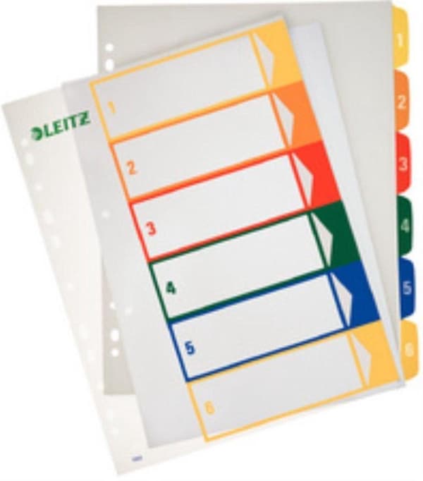 Leitz 12920000 Registrera Din A4 toppbredd 1-6 polypropen flera färger 6 flikar 12920000