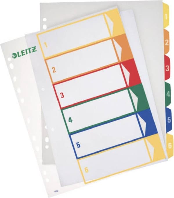 Leitz 12920000 Registrera Din A4 toppbredd 1-6 polypropen flera färger 6 flikar 12920000