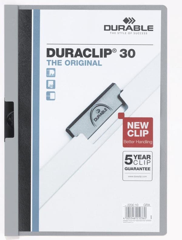 Kestävä klipsiviila Duraclip Original 30 harmaa 25 kpl