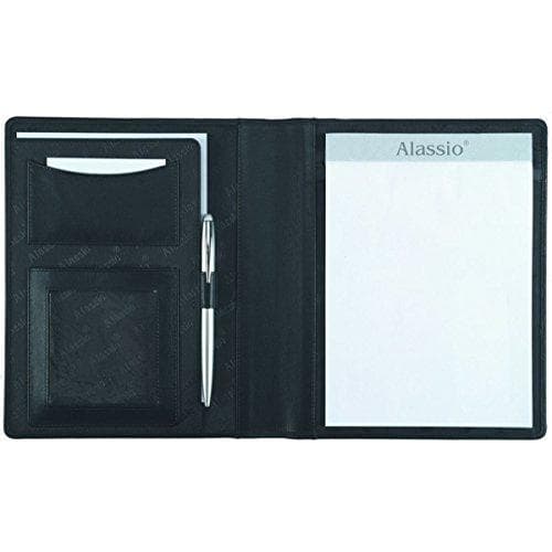 Alassio "BORMIO" writing case, DIN A5, nappa leather, black with DIN A5 pad, pen, A5 slot, business card slot (43008)