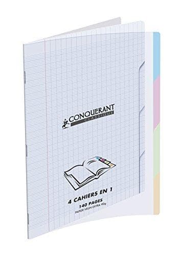 CONQUERANT CLASSIQUE Cahier "4 og 2,50 cm (1"), 240 x 320 mm, seyès couverture en Polypro, 140 sider, agrafé, pap 90 g/m2 - 1 stk (400026555)