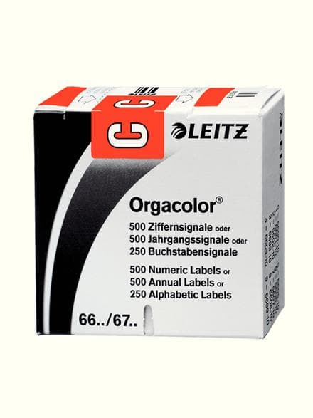 LEITZ bogstavsignal Orgacolor "C", på rulle, rød, mål: (B)30 x (H)23 mm, på en rulle bæretape, selvklæbende (6612-10-00)