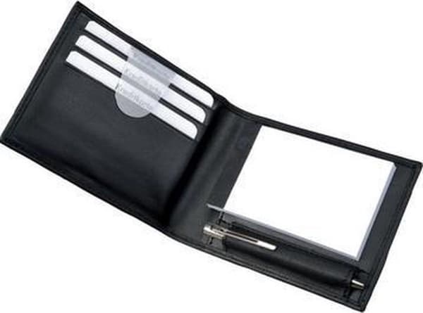 Alassio "GUBBIO" notesblok etui, lavet af nappa læder, sort inkl. A8 notesblok, metal mini kuglepen, - 1 stk (43035)