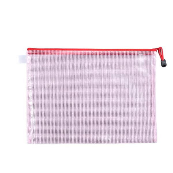 INF 12 stk B5 Transparente filposer med glidelås Rød
