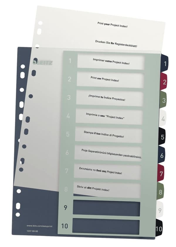Leitz 1237 Style Register Din A4 1-10 Polypropylen Flera färger 10 Flikar 1237-00-00